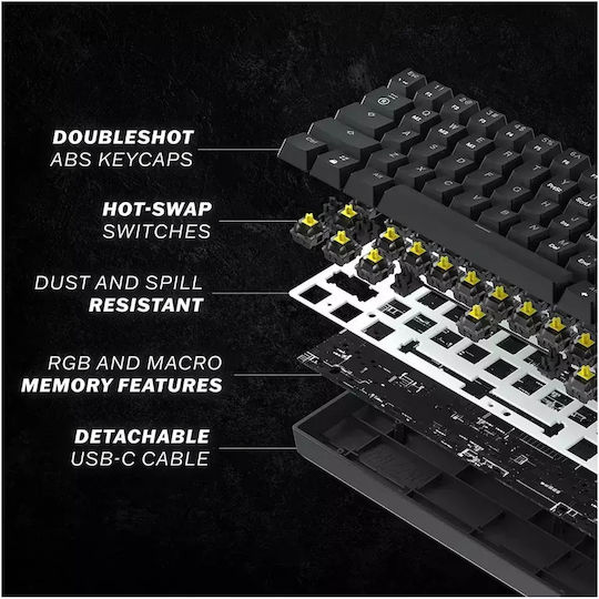HK Gaming GK61 RGB Gaming Μηχανικό Πληκτρολόγιο 60% με Gateron Brown διακόπτες και RGB φωτισμό (Αγγλικό US) Κόκκινο