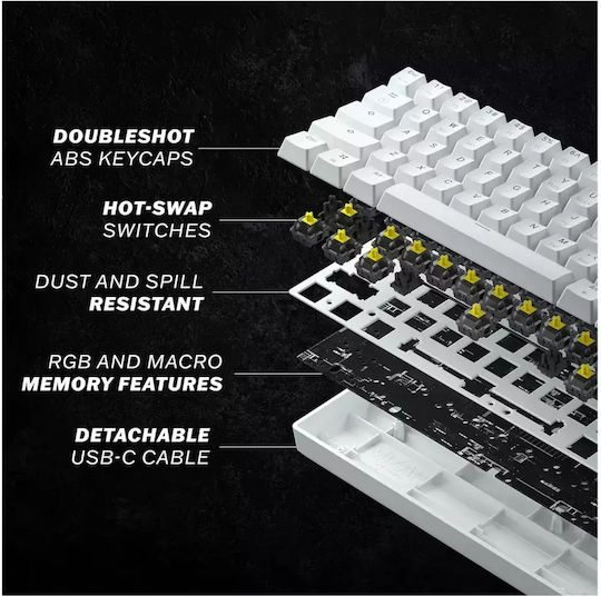 HK Gaming GK61 RGB Gaming Mechanical Keyboard 60% with Gateron Black switches and RGB lighting (English US) White