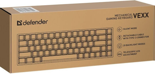 Defender Vexx Gk-084 Gaming Μηχανικό Πληκτρολόγιο με Outemu Red διακόπτες και RGB φωτισμό (Αγγλικό US) Λευκό