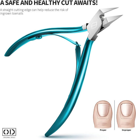 Cleste Profesional pentru Unghii de la Picioare, Cap de Tăiere Drept la 120 de Grade, Material Premium, Design Manevrabil, Ușor de Folosit, Dimensiune 10 X 6.5 Cm, Turcoaz, Oferte Originale