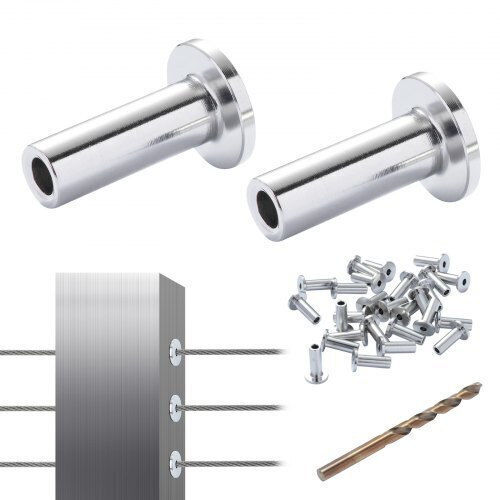 Vevor 121pcs Stainless Steel Wire Rope Sleeves 3.2mm T316 Marine Grade Free Drill Silver Bxgbhtys121jm10kiv0