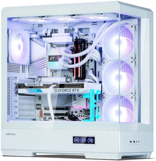 Zalman P50 DS Gaming Midi-Turm Computergehäuse mit Seitenfenster Weiß
