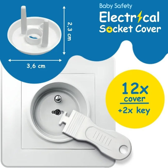 Sipo Socket Protective Cover Simple Placement made of Plastic in White Color 12pcs
