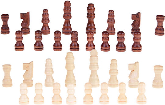 Jokomisiada Set 3in1 Σετ Ξύλινα Πούλια & Ζάρια για Τάβλι 2cm 16τμχ