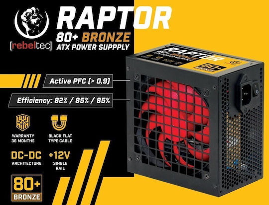 Rebeltec Raptor 600W Μαύρο Τροφοδοτικό Υπολογιστή Full Modular 80 Plus Bronze