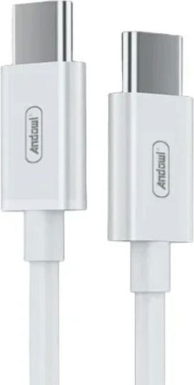 Andowl USB 2.0 Cable USB-C male - USB-C 60W PD Λευκό 1m 075828