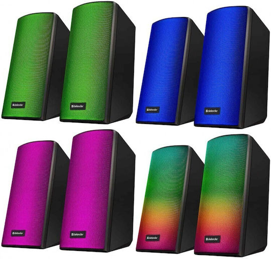 Defender 65047 Ηχεία Υπολογιστή 2.0 με RGB Φωτισμό και Bluetooth Ισχύος 6W σε Μαύρο Χρώμα