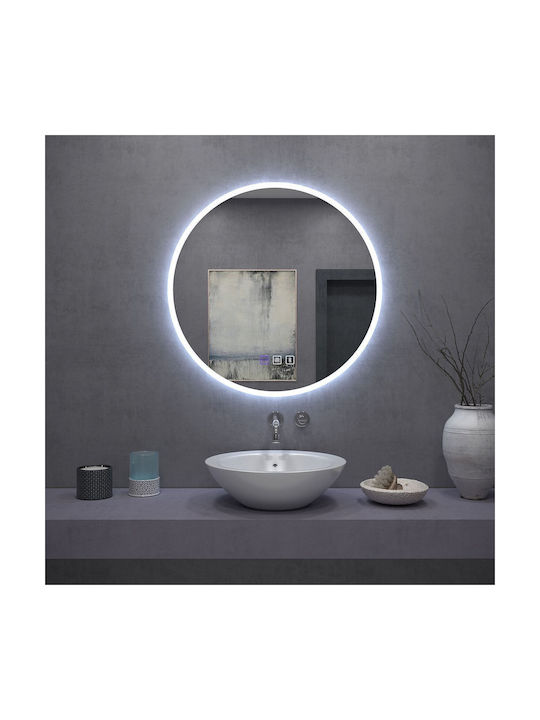 Tutumi Като Огледало за Стена с Рамка & LED Осветление Диаметър 80см 1бр