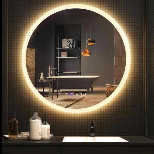 Tutumi Oglindă de Perete cu Ramă din & Iluminare LED Diametru 60cm 1buc