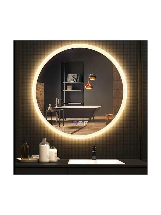 Tutumi Като Огледало за Стена с Рамка & LED Осветление Диаметър 80см 1бр