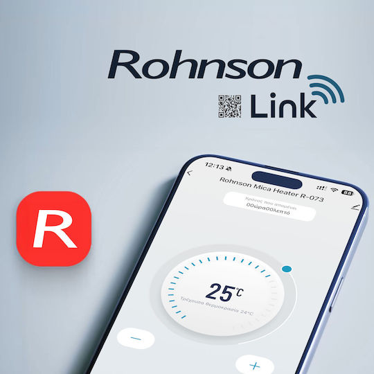 Rohnson Konvektorheizung Boden 2500W Mica mit elektronischem Thermostat und WiFi 64.5x66cm Gray