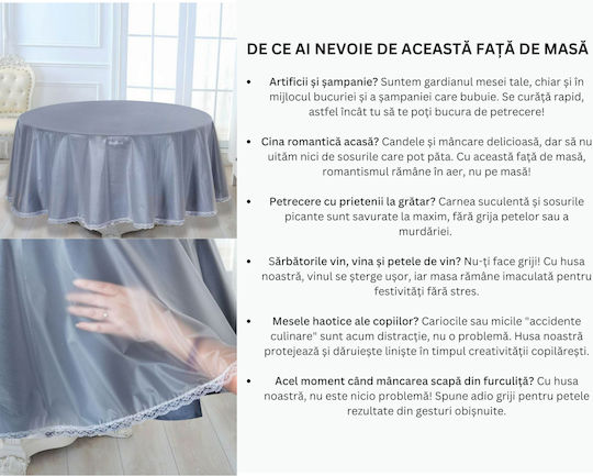 Rotunda cu Dantelă Transparent 180x180cm