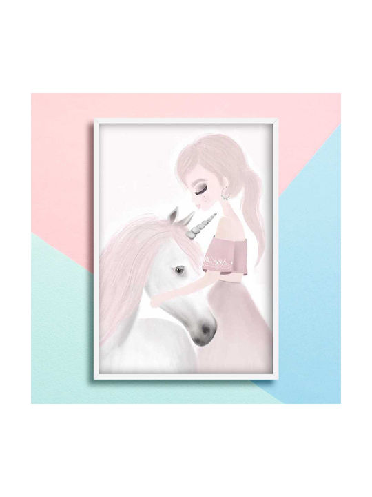 Παιδικό Κάδρο Unicorn από Ξύλο 30x40εκ.