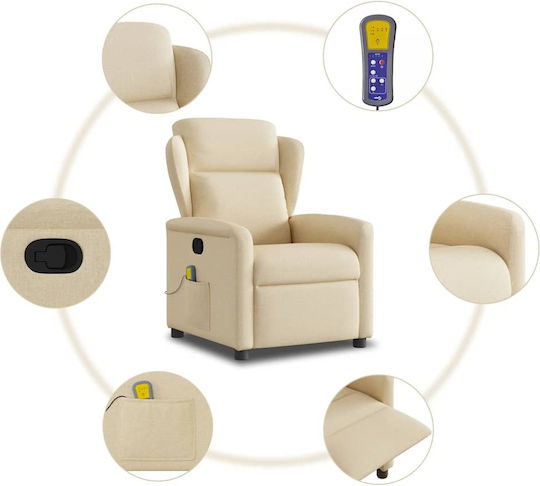 Πολυθρόνα Relax Massage με Υποπόδιο Κρεμ 78x95x100cm