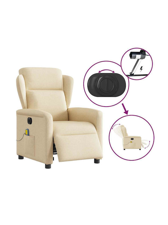 Πολυθρόνα Relax Massage με Υποπόδιο Κρεμ 78x95x100cm