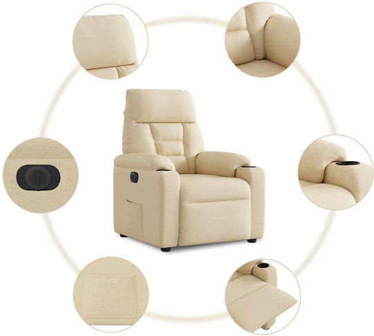 Relax Armchair with Footstool Cream 72x90x99cm