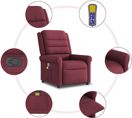 Πολυθρόνα Relax Massage με Υποπόδιο Μπορντό 73x91.5x102.5cm