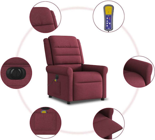 Πολυθρόνα Relax Massage με Υποπόδιο Μπορντό 73x91.5x102.5cm