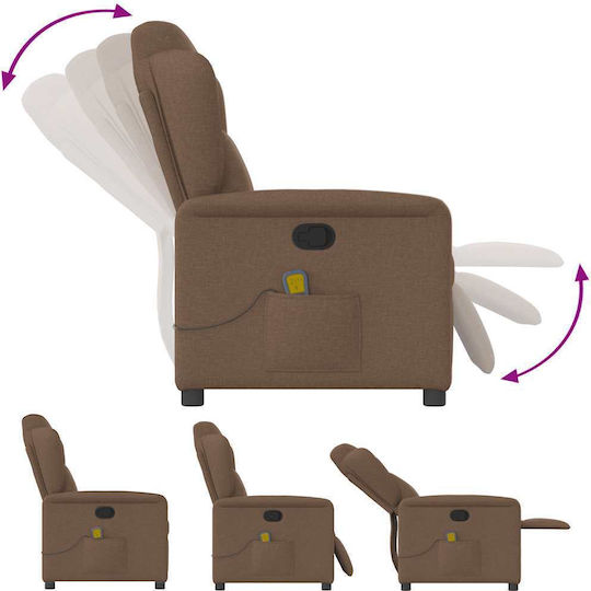 Πολυθρόνα Relax Massage με Υποπόδιο Καφέ 78x95x100cm