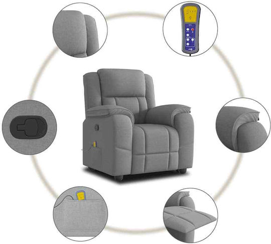 Πολυθρόνα Relax Massage με Υποπόδιο Ανοιχτό Γκρι 96x99x102cm
