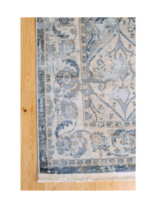 Klonaras Oska 1372/ Χαλί Στρογγυλό με Κρόσια Greyish Blue Φ160cm