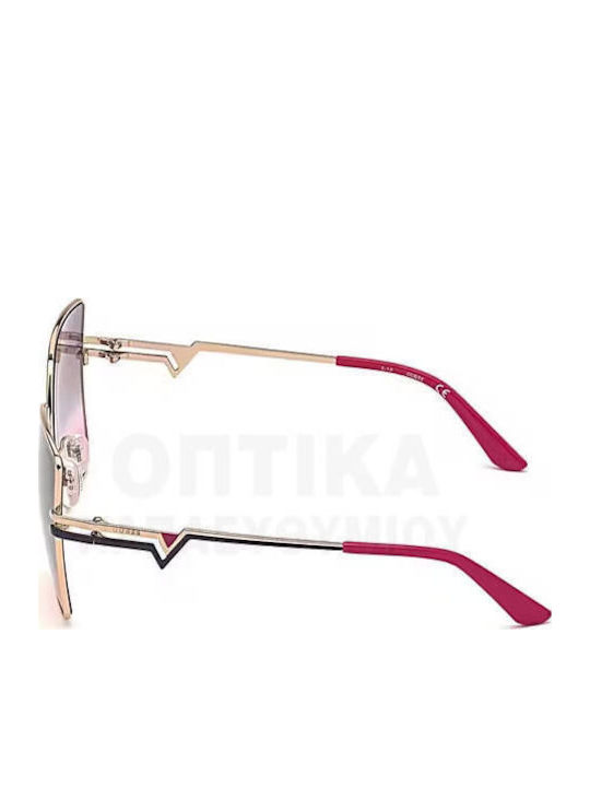 Guess Women's Sunglasses with Gold Metal Frame and Purple Gradient Lens GU7733 28Z