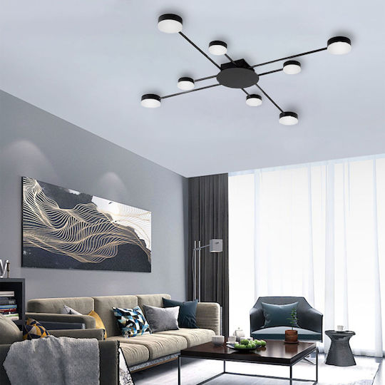 Συγχρονο Φωτιστικο Οροφης Led 8 Βραχιων App523-8c Μαύρο
