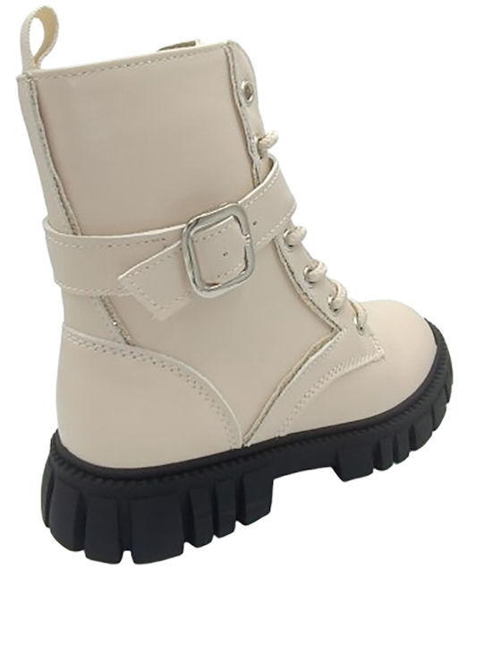 Kinderstiefeletten mit Schnürsenkeln Beige