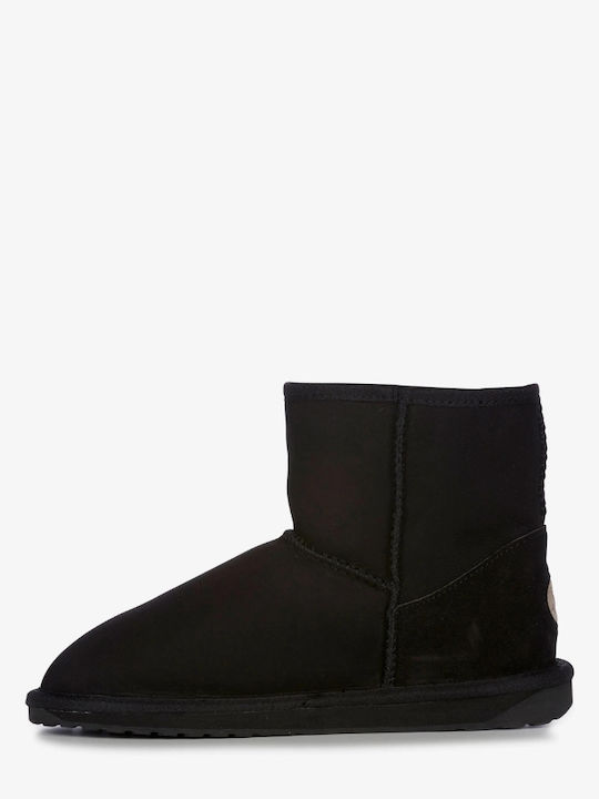 Leder Stiefeletten Damen Schwarz