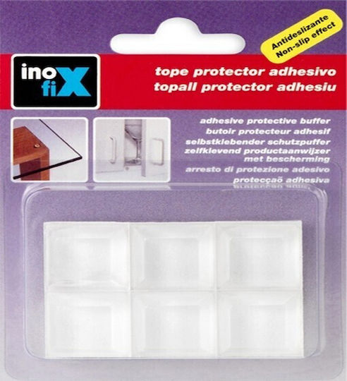 Inofix 4055 Amortizoare Pătrate din Silicon pentru Mobilier 8x21x21mm Autoadezive Set de 6 Bucăți 193-4055-2