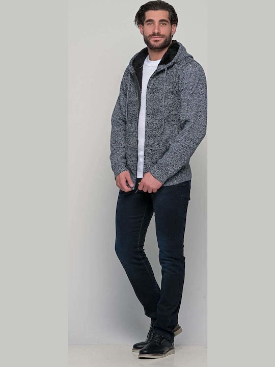 Men's Knitted Cardigan with Hood Gray