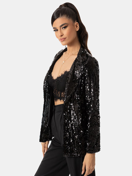 Damen Paillettenblazer Schwarz