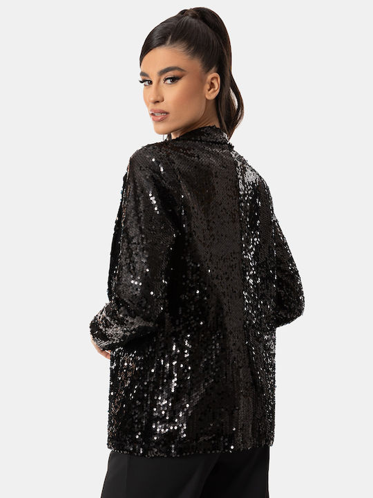 Damen Paillettenblazer Schwarz