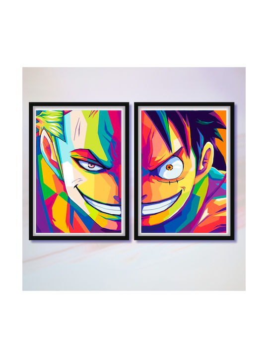 Poster One Piece Zoro An040a 21cm X 30cm Ramă din Lemn Negru