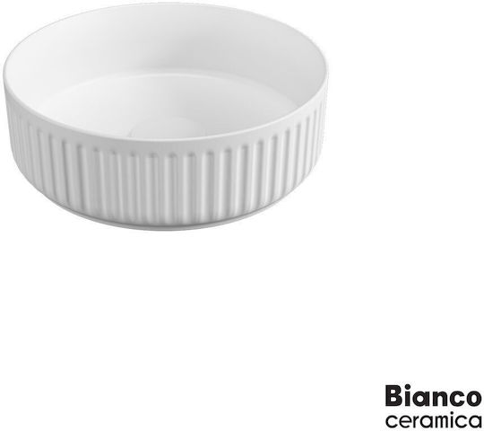 Bianco Ceramica Aufgesetztes Waschbecken Porzellan 36x36cm White Matt