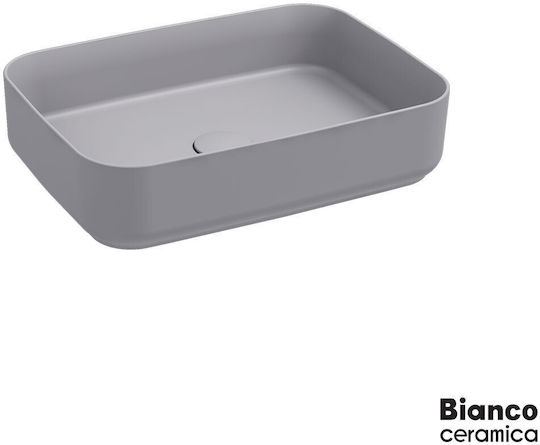 Bianco Ceramica Επικαθήμενος Νιπτήρας Πορσελάνης 50x36cm Stone Grey