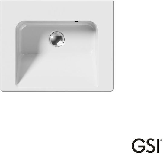 GSI Norm Επιτοίχιος Κρεμαστός / Επικαθήμενος Νιπτήρας Πορσελάνης 50x40cm White