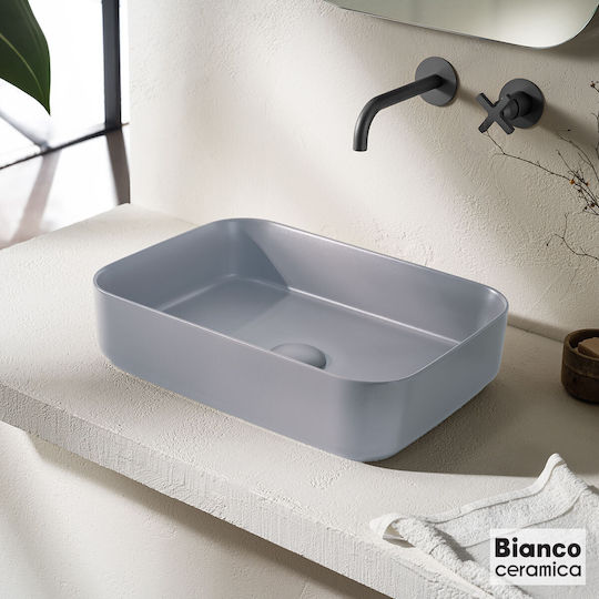 Bianco Ceramica Επικαθήμενος Νιπτήρας Πορσελάνης 50x36cm Stone Grey