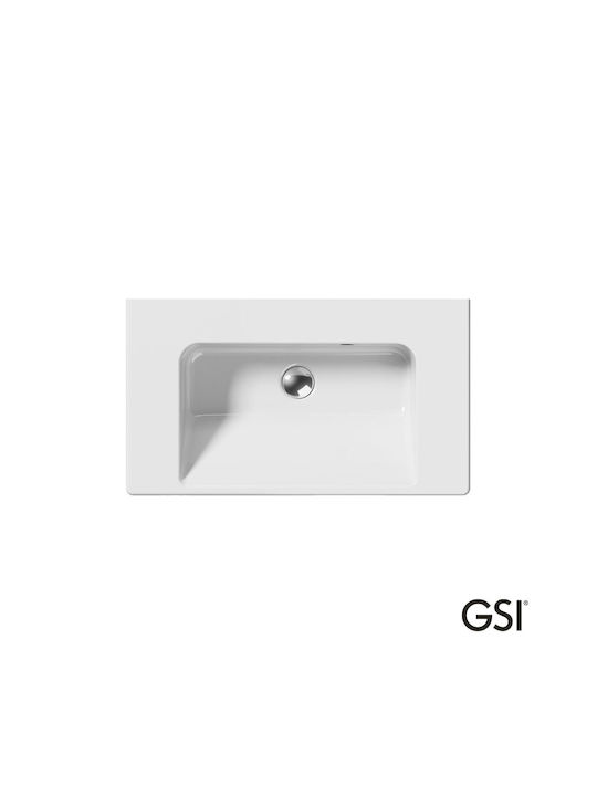 GSI Norm Montat pe perete Încorporat / Deasupra Blatului Chiuvetă Porțelan 70x40cm Alb