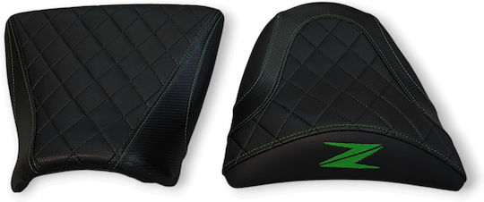 Z750-1000 Gen1 Kawasaki Quilted Diamond Seat Cover Green Stitching Logo