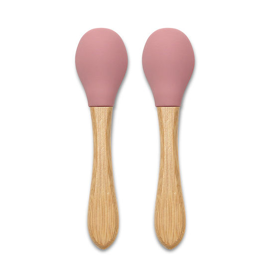 Lorelli Baby Set with Spoons made of Silicone for 4+ months Pink 2pcs