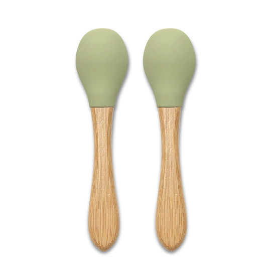 Lorelli Baby Set with Spoons made of Silicone for 4+ months Green 2pcs