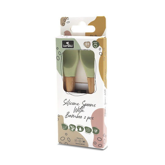 Lorelli Baby Set with Spoons made of Silicone for 4+ months Green 2pcs
