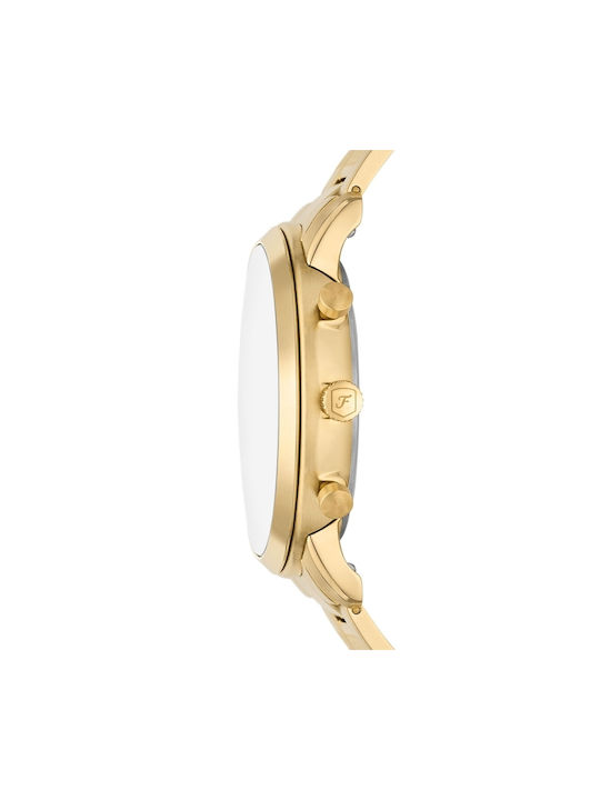 Fossil Ανδρικό Ρολόι 44mm Χρονογράφος Μπαταρίας με Χρυσό Μεταλλικό Μπρασελέ