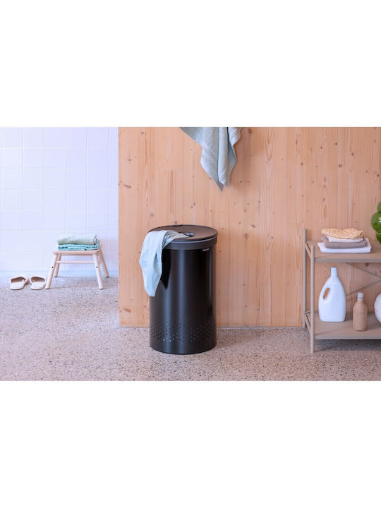 Brabantia Καλάθι Απλύτων Πλαστικό 60lt με Καπάκι Μαύρο