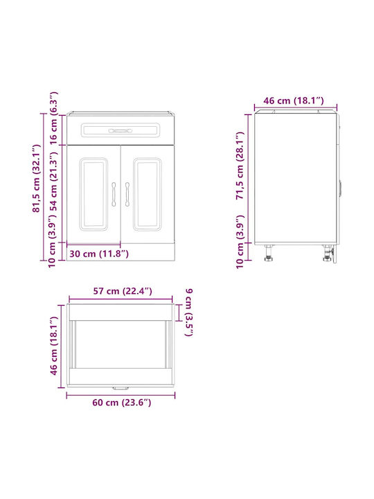 Kalmar Επιδαπέδιο Ντουλάπι Δρυς 60x46x81.5εκ.