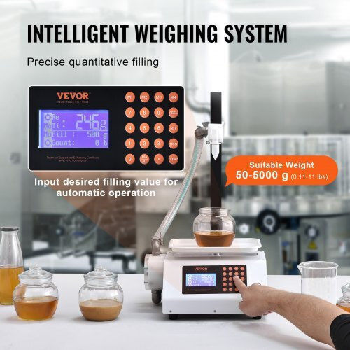 Vevor Automatic Liquid Filling Machine 50-5000 G Honey Oil Wine Detergent Single Nozzle Wsdbgygzjwxx420vcv2