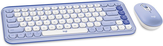 Logitech Pop Icon Безжично Комплект клавиатура и мишка Международен английски Лилав