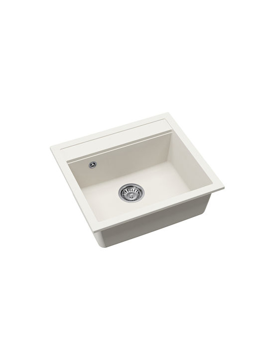 Quadro SQQ100 Drop-In Küchenspüle aus Synthetischem Granit M56xB51cm Weiß