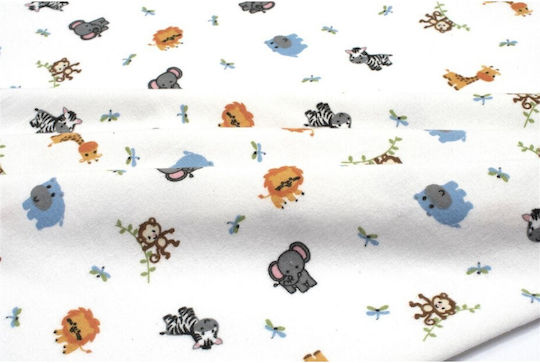Dimcol Σετ Βρεφικά Σεντόνια Κούνιας Φανελένια Bebe Zoo White 120x160εκ. 3τμχ